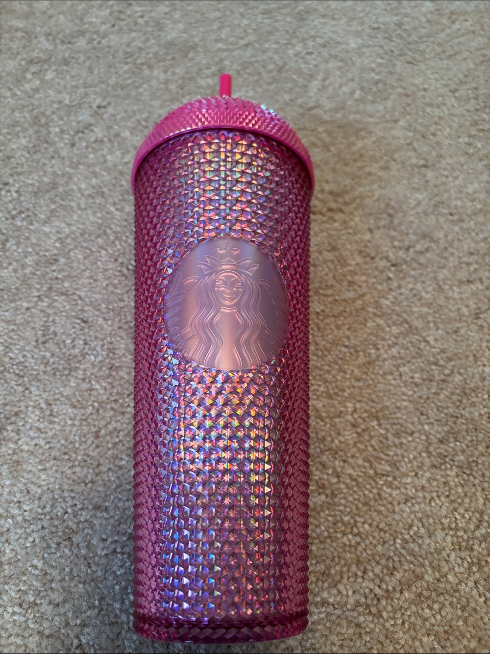 Pink Studded Holographic Tumbler - Starbucks venti nwt